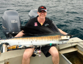 Sailfish on a stickbait - the author, Graeme Patterson